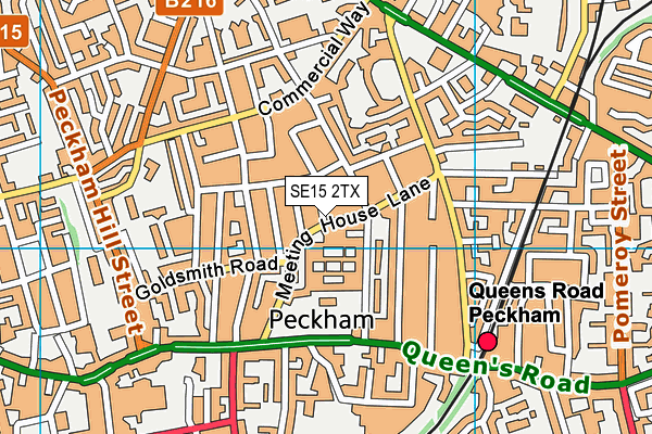 SE15 2TX map - OS VectorMap District (Ordnance Survey)