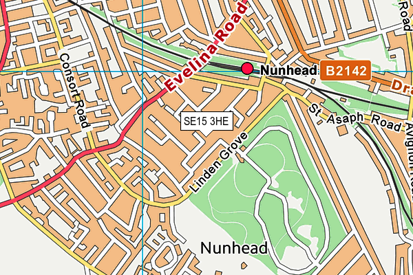 SE15 3HE map - OS VectorMap District (Ordnance Survey)