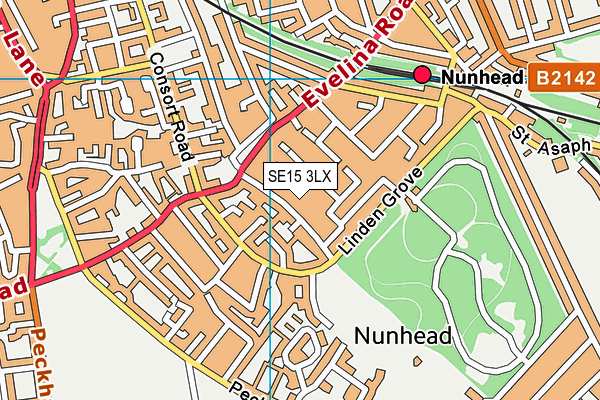 SE15 3LX map - OS VectorMap District (Ordnance Survey)