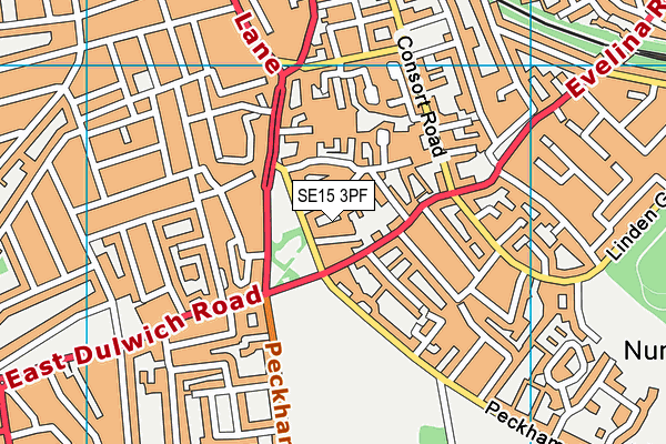 SE15 3PF map - OS VectorMap District (Ordnance Survey)