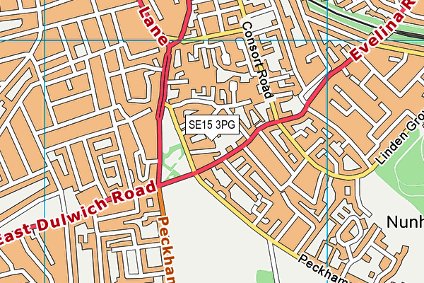 SE15 3PG map - OS VectorMap District (Ordnance Survey)