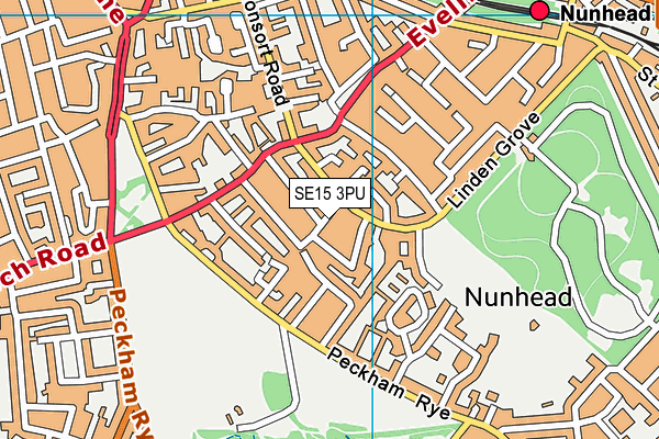 SE15 3PU map - OS VectorMap District (Ordnance Survey)