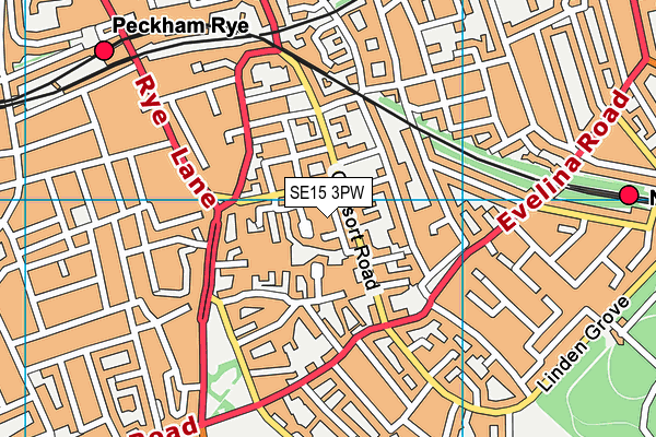 SE15 3PW map - OS VectorMap District (Ordnance Survey)