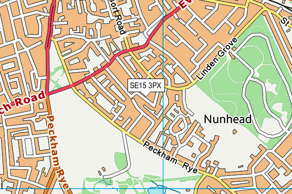 SE15 3PX map - OS VectorMap District (Ordnance Survey)