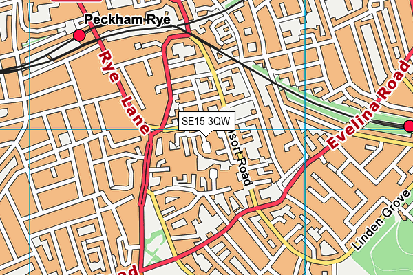SE15 3QW map - OS VectorMap District (Ordnance Survey)