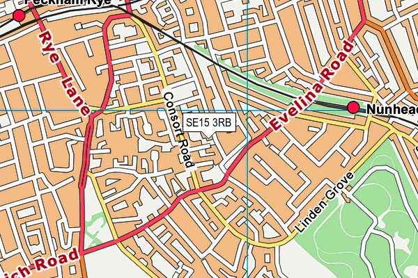 SE15 3RB map - OS VectorMap District (Ordnance Survey)