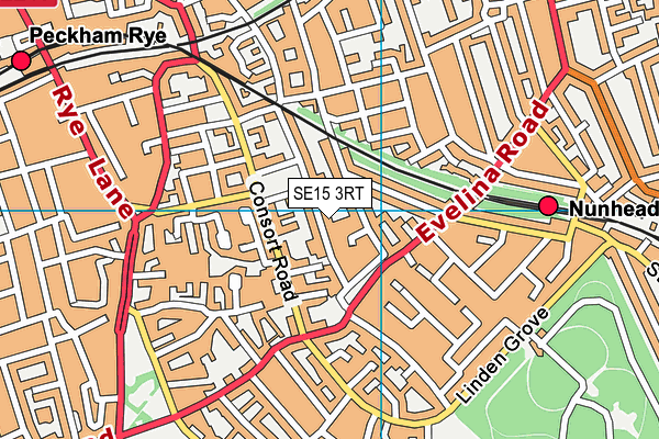 SE15 3RT map - OS VectorMap District (Ordnance Survey)
