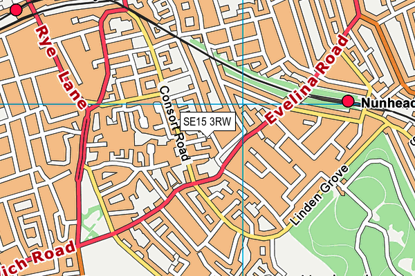 SE15 3RW map - OS VectorMap District (Ordnance Survey)