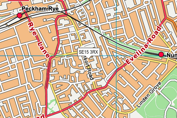 SE15 3RX map - OS VectorMap District (Ordnance Survey)
