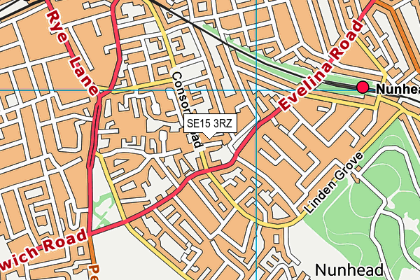 SE15 3RZ map - OS VectorMap District (Ordnance Survey)