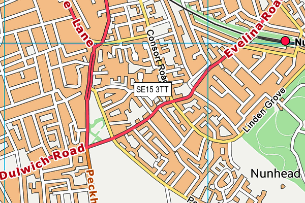 SE15 3TT map - OS VectorMap District (Ordnance Survey)