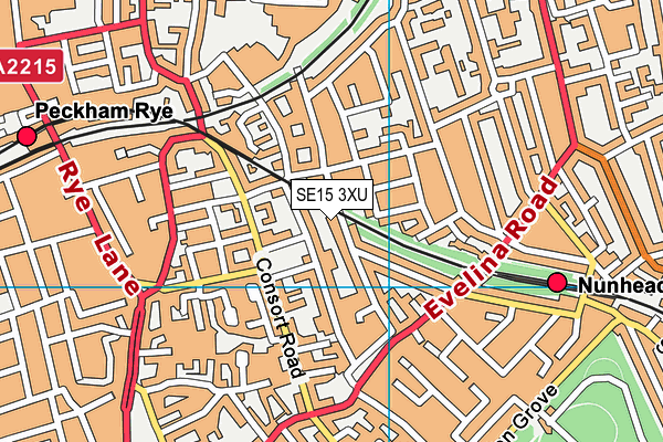SE15 3XU map - OS VectorMap District (Ordnance Survey)