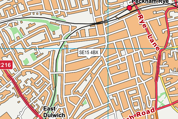 SE15 4BX map - OS VectorMap District (Ordnance Survey)