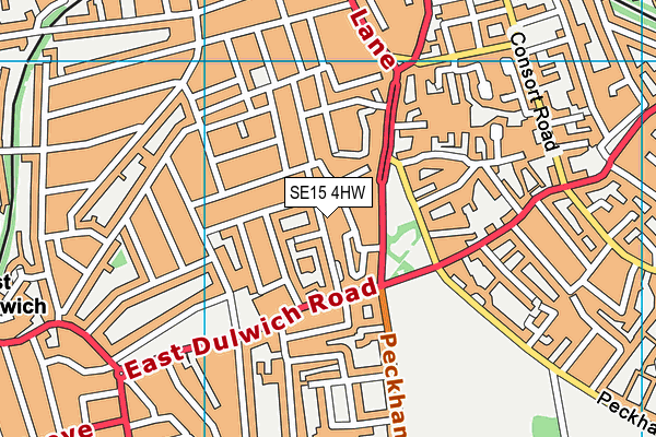 SE15 4HW map - OS VectorMap District (Ordnance Survey)