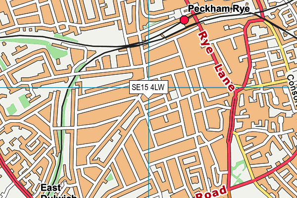 SE15 4LW map - OS VectorMap District (Ordnance Survey)