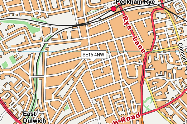 SE15 4NW map - OS VectorMap District (Ordnance Survey)