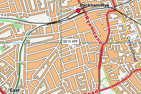 SE15 4PF map - OS VectorMap District (Ordnance Survey)