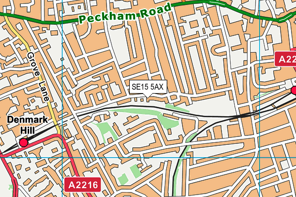 SE15 5AX map - OS VectorMap District (Ordnance Survey)