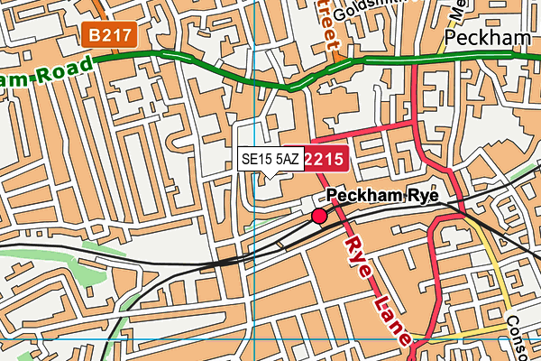 SE15 5AZ map - OS VectorMap District (Ordnance Survey)