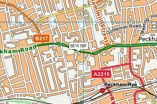 SE15 5BF map - OS VectorMap District (Ordnance Survey)