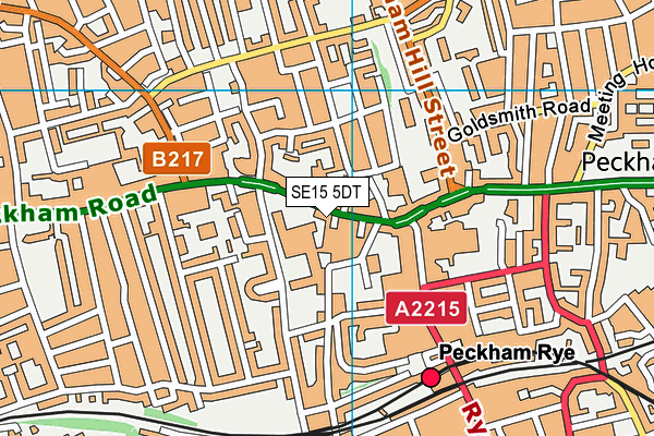 SE15 5DT map - OS VectorMap District (Ordnance Survey)
