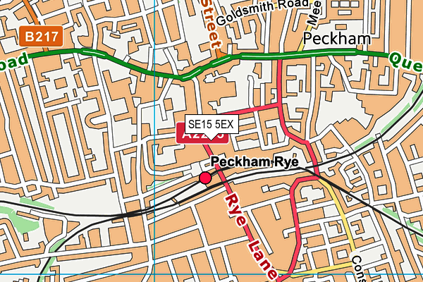 The Gym Group (London Peckham Rye) map (SE15 5EX) - OS VectorMap District (Ordnance Survey)