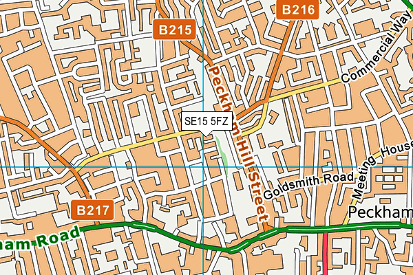 SE15 5FZ map - OS VectorMap District (Ordnance Survey)
