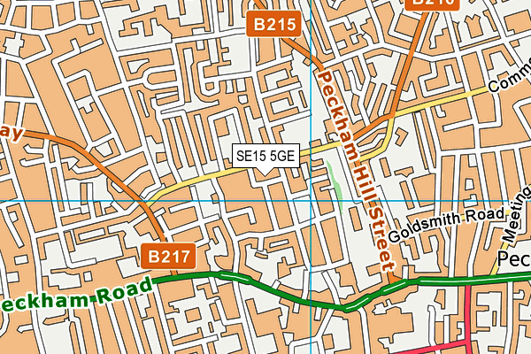 SE15 5GE map - OS VectorMap District (Ordnance Survey)