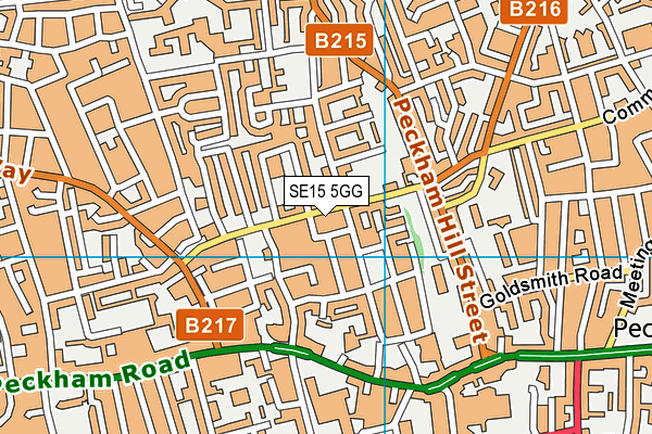 SE15 5GG map - OS VectorMap District (Ordnance Survey)