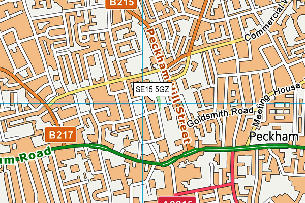 SE15 5GZ map - OS VectorMap District (Ordnance Survey)