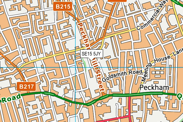 SE15 5JY map - OS VectorMap District (Ordnance Survey)