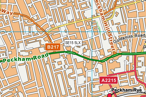 SE15 5LX map - OS VectorMap District (Ordnance Survey)