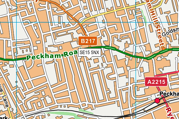 SE15 5NX map - OS VectorMap District (Ordnance Survey)