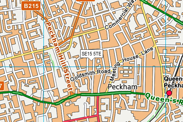 SE15 5TE map - OS VectorMap District (Ordnance Survey)