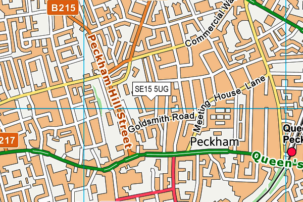 SE15 5UG map - OS VectorMap District (Ordnance Survey)