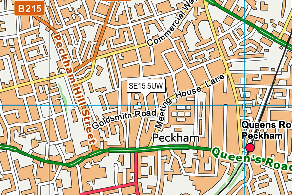 SE15 5UW map - OS VectorMap District (Ordnance Survey)