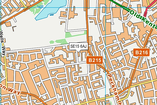 SE15 6AJ map - OS VectorMap District (Ordnance Survey)