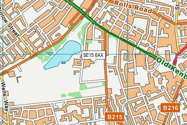 SE15 6AX map - OS VectorMap District (Ordnance Survey)