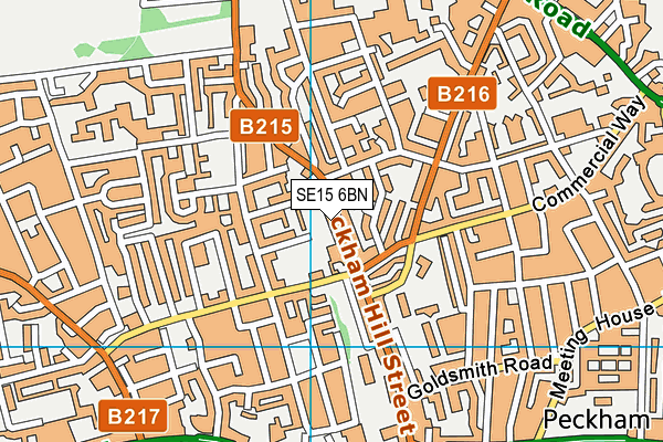 SE15 6BN map - OS VectorMap District (Ordnance Survey)