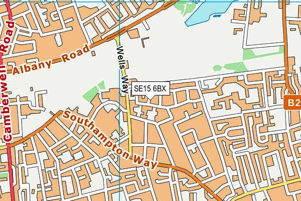 SE15 6BX map - OS VectorMap District (Ordnance Survey)