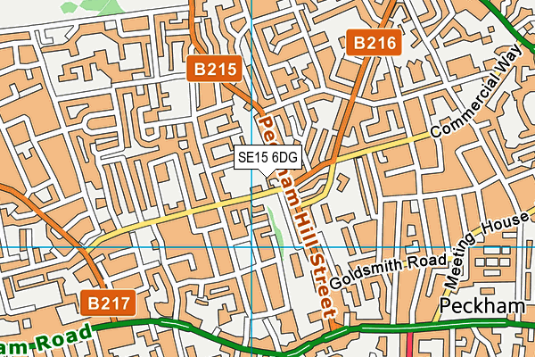 SE15 6DG map - OS VectorMap District (Ordnance Survey)
