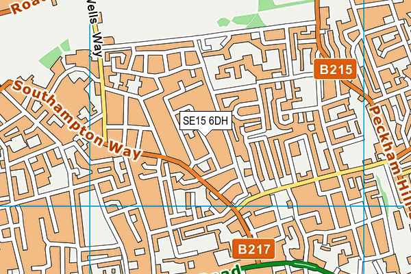 SE15 6DH map - OS VectorMap District (Ordnance Survey)