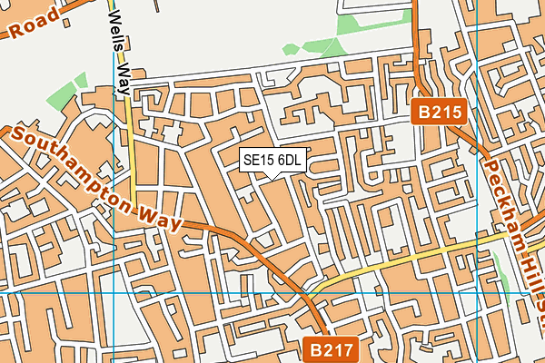 SE15 6DL map - OS VectorMap District (Ordnance Survey)
