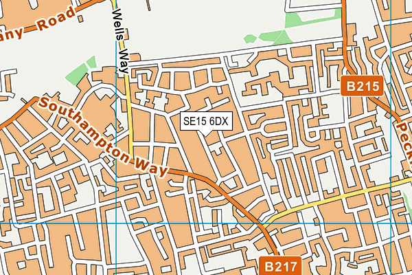 SE15 6DX map - OS VectorMap District (Ordnance Survey)