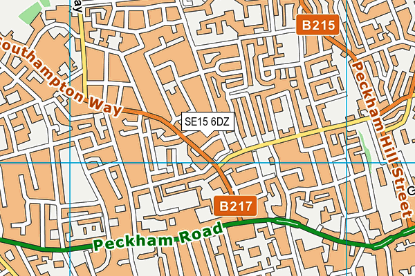 SE15 6DZ map - OS VectorMap District (Ordnance Survey)