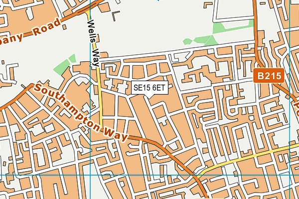 SE15 6ET map - OS VectorMap District (Ordnance Survey)