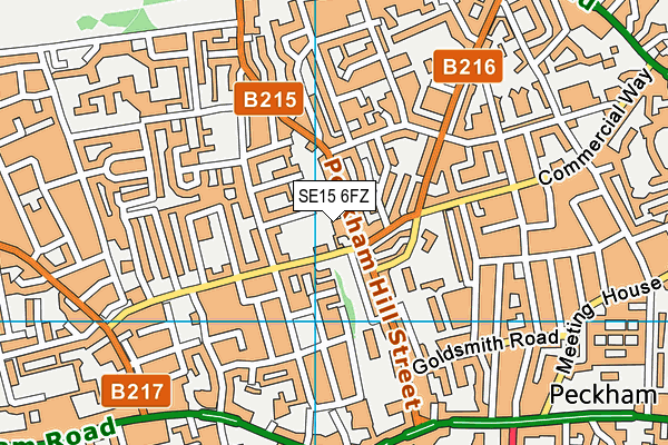 SE15 6FZ map - OS VectorMap District (Ordnance Survey)