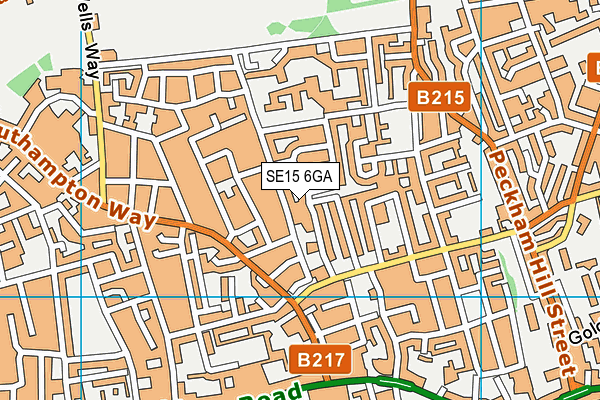 SE15 6GA map - OS VectorMap District (Ordnance Survey)