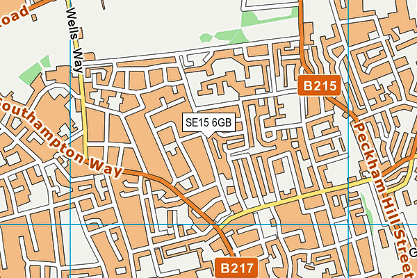 SE15 6GB map - OS VectorMap District (Ordnance Survey)