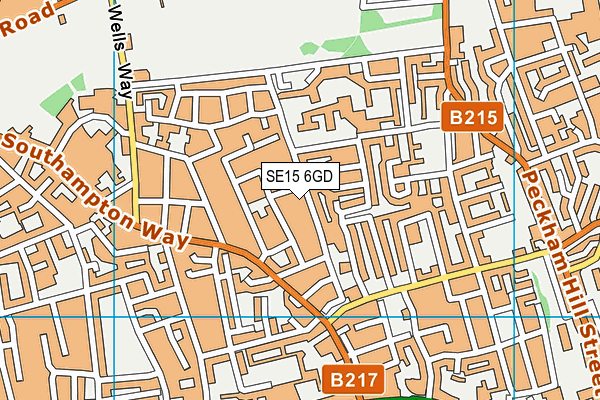 SE15 6GD map - OS VectorMap District (Ordnance Survey)